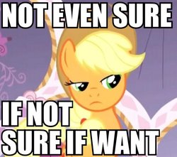 Size: 506x447 | Tagged: safe, applejack, earth pony, pony, g4, female, reaction image, solo