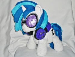 Size: 1280x960 | Tagged: safe, artist:masterplanner, dj pon-3, vinyl scratch, pony, g4, amigurumi, crochet, headphones, irl, photo, plushie, solo