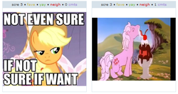 Size: 532x281 | Tagged: safe, applejack, lickety-split, g1, g4, exploitable meme, ice cream, juxtaposition, juxtaposition win