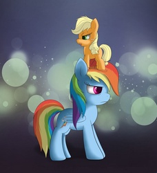 Size: 1910x2098 | Tagged: safe, artist:atrejuz, applejack, rainbow dash, g4, age regression, filly