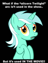 Size: 994x1305 | Tagged: safe, lyra heartstrings, g4, alicorn drama, black background, conspiracy, conspiracy lyra, exploitable meme, meme, simple background