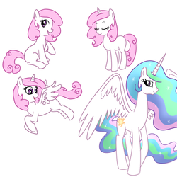 Size: 1000x1000 | Tagged: safe, artist:madmax, princess celestia, g4, filly, pink-mane celestia, younger