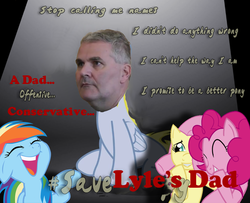 Size: 900x730 | Tagged: safe, derpy hooves, fluttershy, pinkie pie, rainbow dash, pegasus, pony, g4, abuse, brony documentary, bronydoc, conservative dad, derpybuse, female, laughingmares.jpg, mare, save derpy, trolling