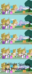 Size: 2533x5785 | Tagged: safe, artist:greyone, applejack, fluttershy, pinkie pie, rainbow dash, rarity, twilight sparkle, g4, comic, math, minimalist, not salmon, wat