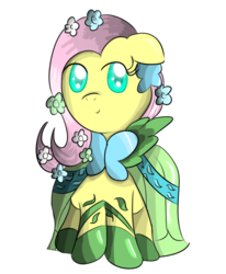 Size: 783x948 | Tagged: safe, artist:mysticvulpix, fluttershy, pegasus, pony, g4, clothes, dress, female, gala dress, mare, simple background, solo, transparent background