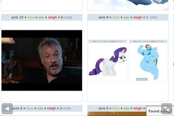 Size: 960x640 | Tagged: safe, discord, rainbow dash, rarity, g4, exploitable meme, inception, john de lancie, juxtaposition, juxtaposition win