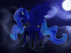 Size: 800x600 | Tagged: safe, artist:swiftyuki, princess luna, pony, g4, female, moon, solo