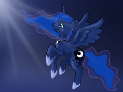 Size: 1664x1248 | Tagged: safe, artist:alouncara, princess luna, pony, g4, female, moonlight, solo, stars