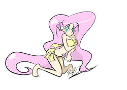 Size: 2800x2000 | Tagged: safe, artist:red-poni, fluttershy, human, g4, belly button, bikini, breast hold, breasts, busty fluttershy, clothes, female, heart eyes, humanized, skinny, solo, swimsuit, thin, wingding eyes