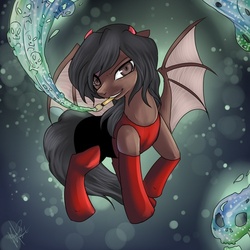 Size: 500x500 | Tagged: safe, oc, oc only, bat pony, pony, mulp, paintbrush, skull