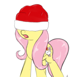 Size: 4000x4000 | Tagged: safe, artist:caumen, fluttershy, pony, g4, absurd resolution, female, hat, santa hat, solo