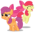 Size: 6038x5486 | Tagged: safe, artist:austiniousi, apple bloom, scootaloo, earth pony, pegasus, pony, g4, absurd resolution, alternate hairstyle, apple bloom's bow, bow, duo, duo female, female, filly, foal, hair bow, hilarious in hindsight, simple background, transparent background, vector