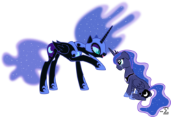 Size: 13290x9110 | Tagged: safe, artist:90sigma, nightmare moon, princess luna, alicorn, pony, g4, absurd resolution, crying, duality, female, mare, simple background, transparent background, vector