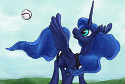 Size: 2700x1800 | Tagged: safe, artist:ddomius, princess luna, pony, g4, baseball, female, solo