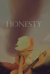 Size: 900x1350 | Tagged: safe, artist:marisalle, applejack, earth pony, pony, g4, eyes closed, female, guitar, solo