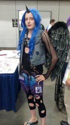 Size: 680x1206 | Tagged: safe, nightmare moon, queen chrysalis, human, g4, cosplay, irl, irl human, photo