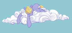 Size: 656x305 | Tagged: safe, artist:noel, cloud kicker, pegasus, pony, g4, cloud, female, on a cloud, sleeping, sleeping on a cloud, solo