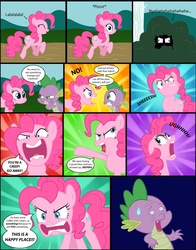 Size: 1068x1360 | Tagged: safe, artist:danleman14, pinkie pie, spike, g4, comic, freakazoid, parody