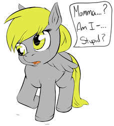 Size: 822x902 | Tagged: safe, artist:ibengmainee, derpy hooves, pony, g4, bullying, crying, dialogue, female, filly, sad, simple background, solo