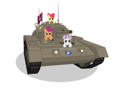 Size: 9600x8000 | Tagged: safe, artist:dolphinfox, apple bloom, scootaloo, sweetie belle, g4, a15 crusader, absurd resolution, cutie mark crusaders, tank (vehicle), visual pun