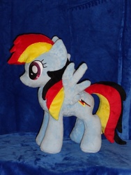 Size: 480x640 | Tagged: safe, artist:whitedove-creations, rainbow dash, g4, german, german dash, germany, irl, photo, plushie, rainbow deutsch, recolor