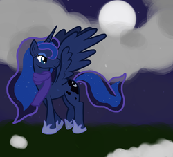 Size: 1876x1700 | Tagged: safe, artist:theshadowstone, princess luna, pony, g4, clothes, female, scarf, solo