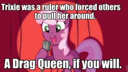 Size: 960x540 | Tagged: safe, cheerilee, trixie, g4, magic duel, my little pony: friendship is magic, cheerilee pun, exploitable meme, meme, pun