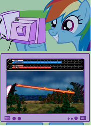 Size: 439x603 | Tagged: safe, rainbow dash, kaiju, g4, daikaiju battle royale, exploitable meme, godzilla, godzilla (series), heisei godzilla, meme, millenium godzilla, tv meme