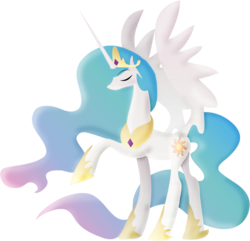 Size: 816x785 | Tagged: safe, artist:lottapotatosalad, princess celestia, alicorn, pony, g4, eyes closed, female, mare, raised hoof, simple background, solo, transparent background