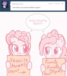 Size: 660x745 | Tagged: safe, artist:nolycs, pinkie pie, ask pinkie and berry, g4, ask, bubble berry, cursive, female, handwriting, male, rule 63, self ponidox, selfcest, ship:bubblepie, shipping, straight, tumblr