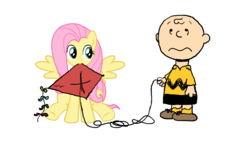 Size: 1920x1080 | Tagged: safe, artist:klystron2010, fluttershy, g4, charlie brown, crossover, fluttertree, kite, kite-eating tree, peanuts, simple background, transparent background