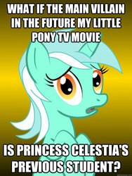 Size: 625x833 | Tagged: safe, lyra heartstrings, pony, equestria girls, g4, my little pony equestria girls, conspiracy lyra, exploitable meme, hilarious in hindsight, implied sunset shimmer, it happened, lyra got it right, meme, movie