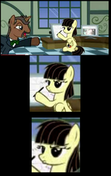 Size: 512x808 | Tagged: safe, wild fire, earth pony, pegasus, pony, g4, bronies: the extremely unexpected adult fans of my little pony, female, hoof hold, john de lancie, john stahp, male, mare, pouting, sibsy, stallion, unamused, wild fire is not amused
