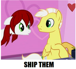 Size: 397x363 | Tagged: safe, oc, oc only, oc:palette swap, unnamed oc, meet the bronies, shipping