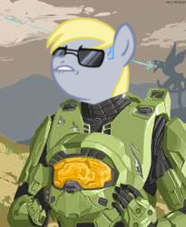 Size: 207x252 | Tagged: safe, derpy hooves, pegasus, pony, g4, augmented, crossover, deus ex, female, halo (series), mare, master chief