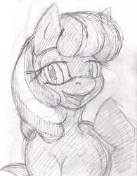 Size: 2381x3045 | Tagged: safe, artist:mhedgehog21, cheerilee, earth pony, pony, g4, bedroom eyes, female, sketch, solo