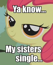 Size: 472x575 | Tagged: safe, apple bloom, g4, bedroom eyes, bronybait, image macro, shipper on deck