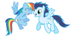 Size: 2000x969 | Tagged: safe, artist:julietsbart, rainbow dash, soarin', pegasus, pony, g4, female, male, mare, ship:soarindash, shipping, simple background, stallion, straight, transparent background