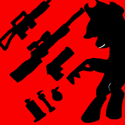 Size: 1024x1024 | Tagged: safe, applejack, earth pony, pony, g4, gun, red background, simple background