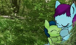 Size: 900x536 | Tagged: safe, artist:inkiepie, fluffy pony, fluffy pony foal, fluffy pony mother, sleeping, weanling