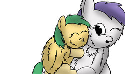 Size: 1024x610 | Tagged: safe, artist:inkiepie, fluffy pony, fluffy pony original art, glomp, hug