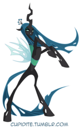 Size: 707x1131 | Tagged: safe, artist:tarajenkins, queen chrysalis, changeling, changeling queen, cupidite, g4, crown, female, jewelry, rearing, regalia, simple background, solo, transparent background