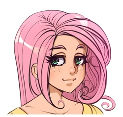 Size: 522x494 | Tagged: safe, artist:maniacpaint, fluttershy, human, g4, bust, explicit source, female, humanized, simple background, solo, white background