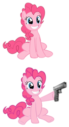 Size: 455x828 | Tagged: safe, pinkie pie, g4, glock, gun, pistol