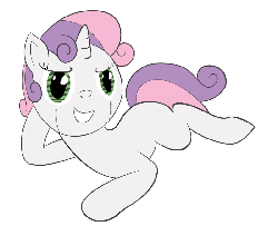 Size: 800x650 | Tagged: safe, artist:fantasyglow, sweetie belle, pony, robot, unicorn, g4, animated, blinking, buzz lightyear, draw me like one of your french girls, female, filly, foal, gif, hooves, horn, lying down, male, meme, one eye closed, ponified meme, simple background, smiling, solo, sweetie bot, teeth, transparent background, wink