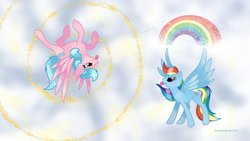 Size: 900x506 | Tagged: safe, artist:snakehands, firefly, rainbow dash, pegasus, pony, g1, g4, female, g1 to g4, generation leap, mare, tongue out