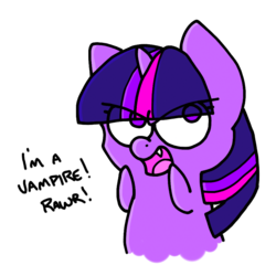 Size: 896x896 | Tagged: safe, artist:sinclair2013, twilight sparkle, pony, vampire, g4, fangs, female, glare, open mouth, rawr, simple background, smirk, solo, transparent background
