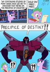 Size: 1024x1456 | Tagged: safe, spike, twilight sparkle, g4, comic, crossover, starscream, transformers, transformers animated
