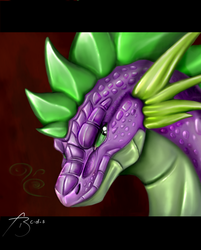 Size: 800x997 | Tagged: safe, artist:minerea, spike, g4, bust, older, older spike, portrait