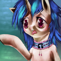 Size: 1712x1729 | Tagged: safe, artist:klalaskaxd, dj pon-3, vinyl scratch, g4, creepy, solo